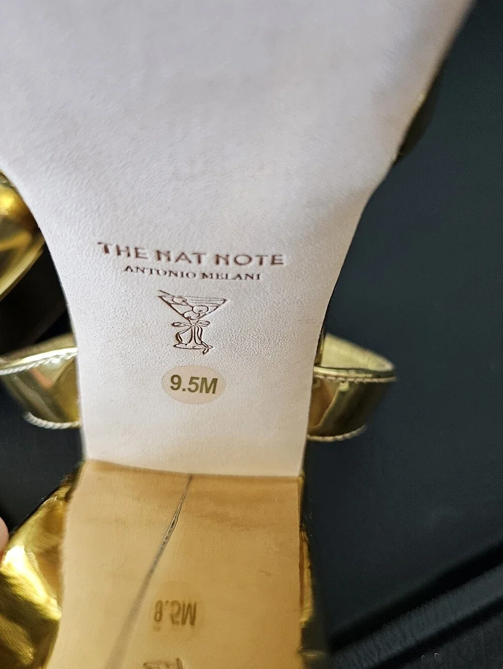 ANTONIO MELANI Gold Metallic Platform Ankle-Strap Heels Shoes Women's Sz 9.5